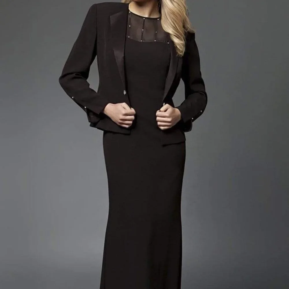 Alexander by Daymor Classy Sheer Beaded Sheath Dress With Jacket 702105